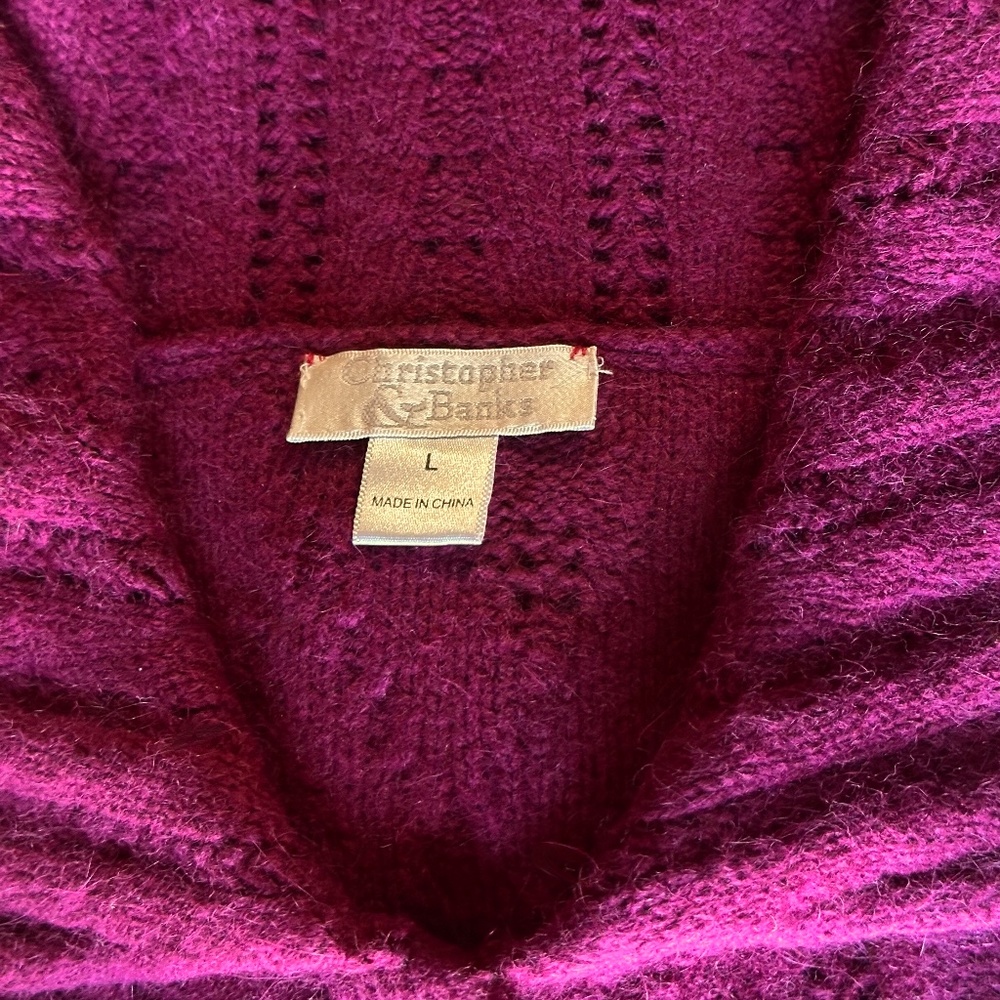Christopher & Banks Women's Purple Collared Cardigan Sweater Size L - Picture 7 of 12